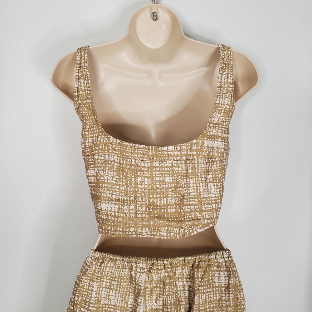 Reformation Amir Two Piece Skirt Set Tan Beige 100% Linen Back Slit Size Medium - Picture 8 of 15